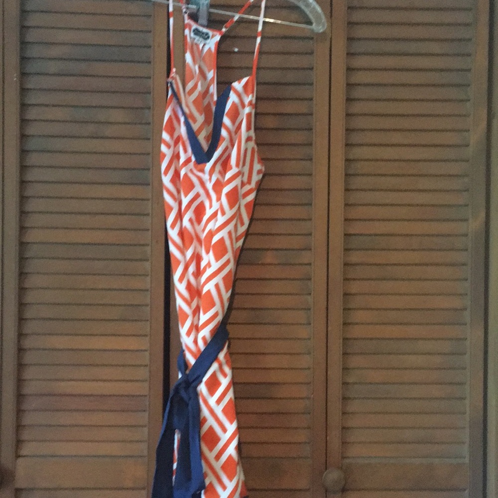 Orange and royal blue summer dress